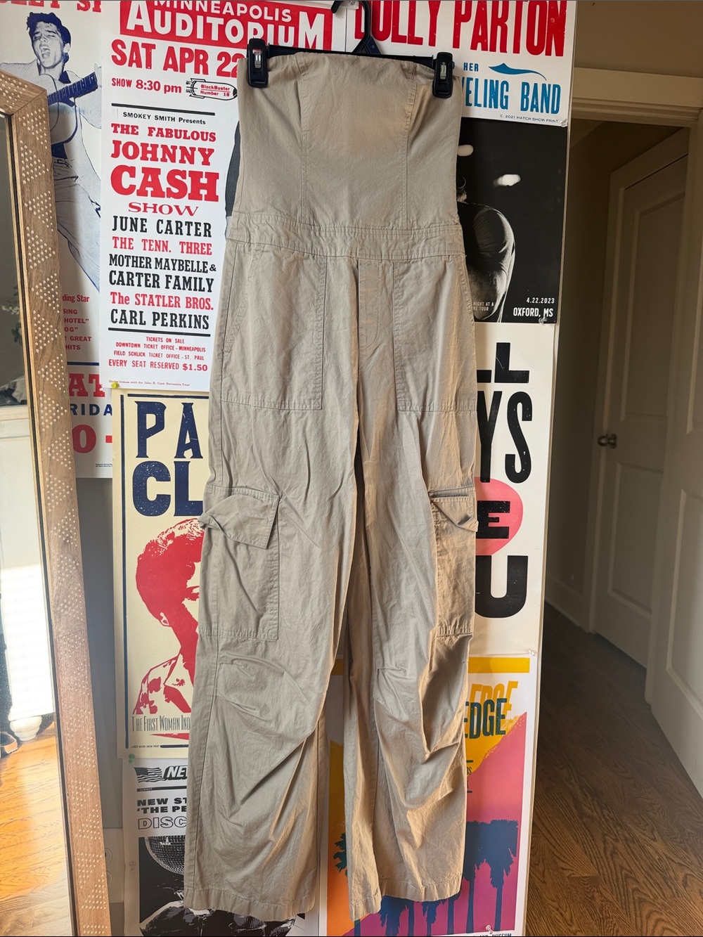 Zara Wide-Leg Cargo Jumpsuit Pants in Beige